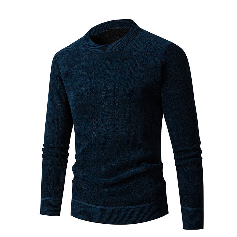 Herren Strickpullover mit strukturiertem Zopfmuster und hohem Kragen Aliams
