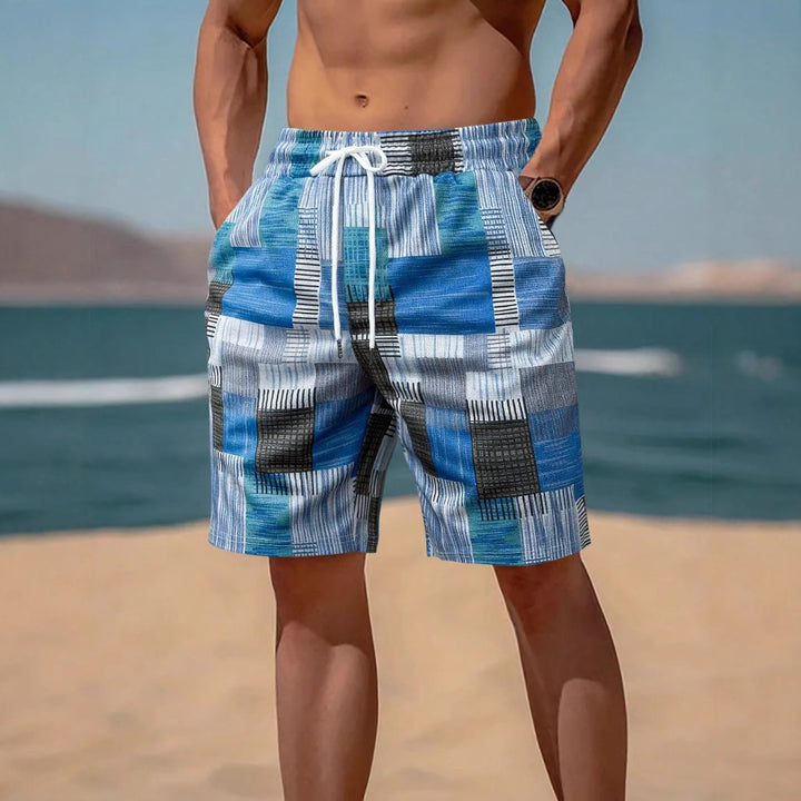Herren stylische Bade-Shorts mit modernem Graphikmuster Aliams