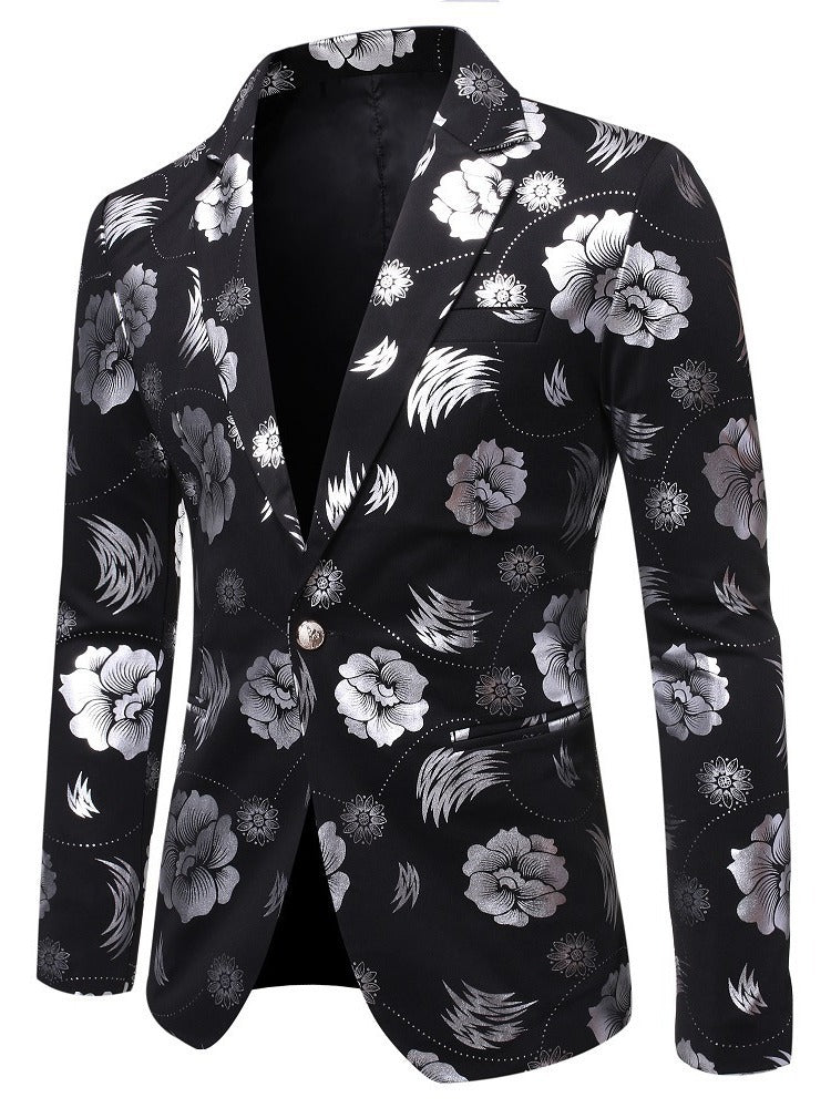 Herren eleganter Blazer mit luxuriösem Blumenmuster Aliams
