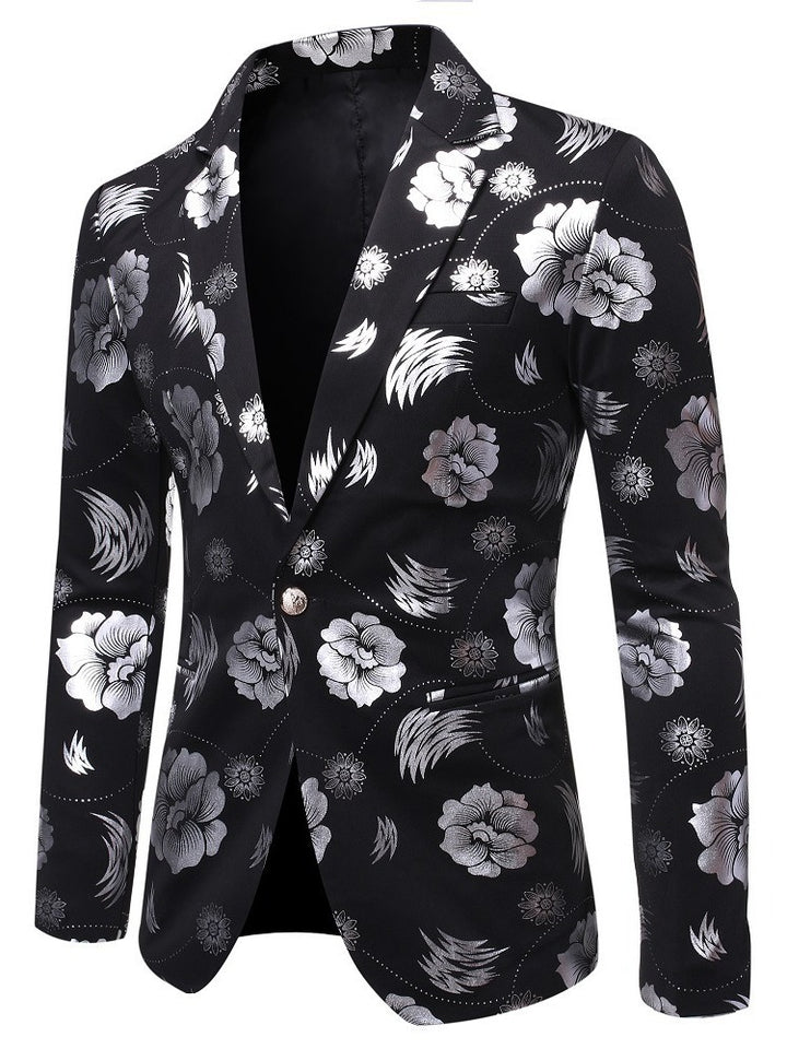 Herren eleganter Blazer mit luxuriösem Blumenmuster Aliams