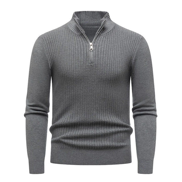 Herren Strickpullover mit modernem Stehkragen und feinem Rippdesign Aliams