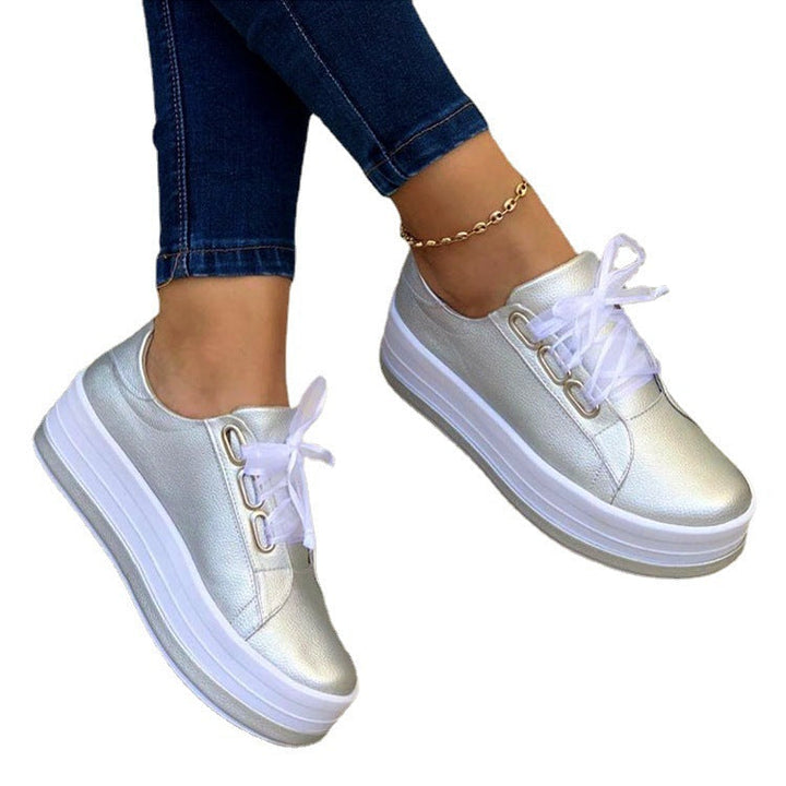 Damen Sneaker mit Modischem Plateau und Glänzendem Obermaterial Aliams