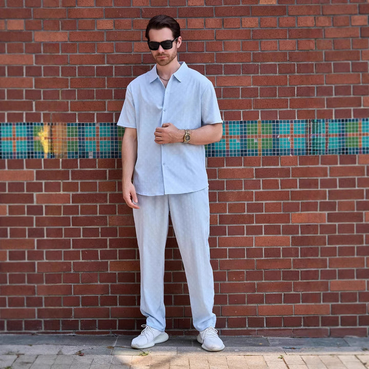 Herren stilvolles Kurzarm-Hemd und Hose Set Aliams