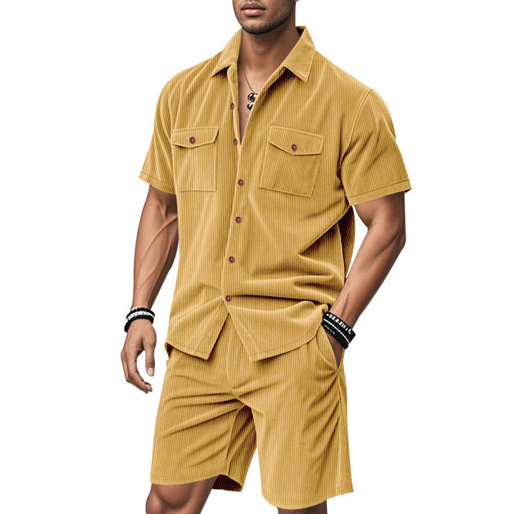 Herren elegantes Kurzarmhemd und kurze Hose Set Aliams