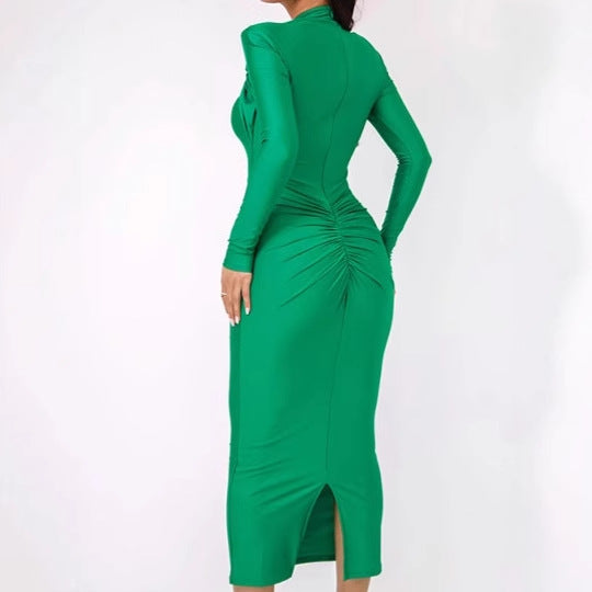 Damen Elegant anliegendes Maxikleid mit raffiniertem Drapierungsdesign Aliams