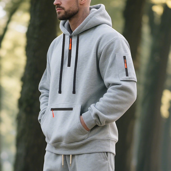 Herren Sportlicher Hoodie mit funktionalen Reißverschlusstaschen Aliams