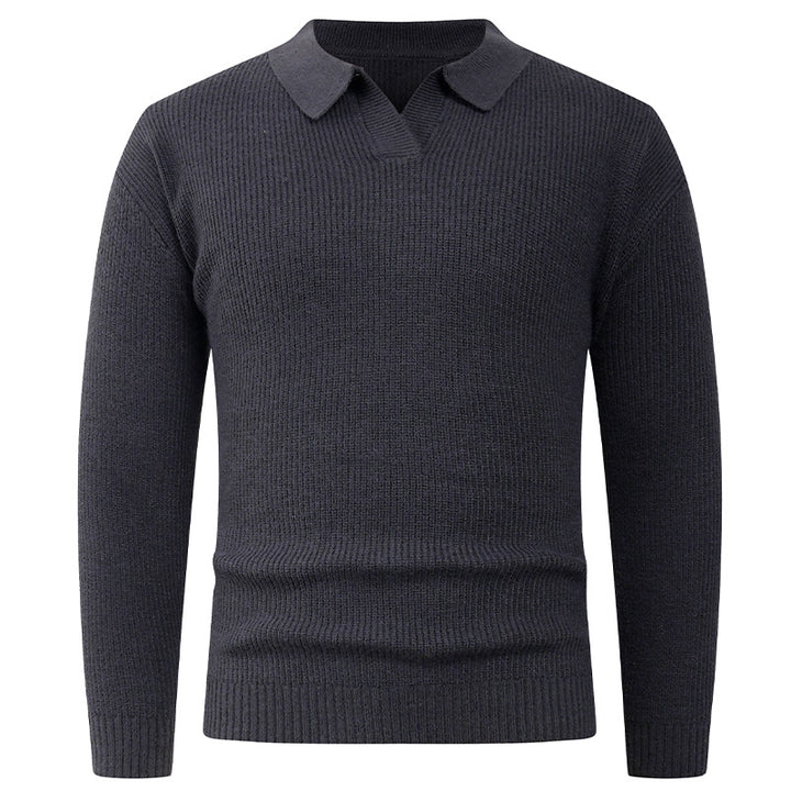 Herren eleganter Strickpullover mit modernem V-Ausschnitt und strukturiertem Design Aliams