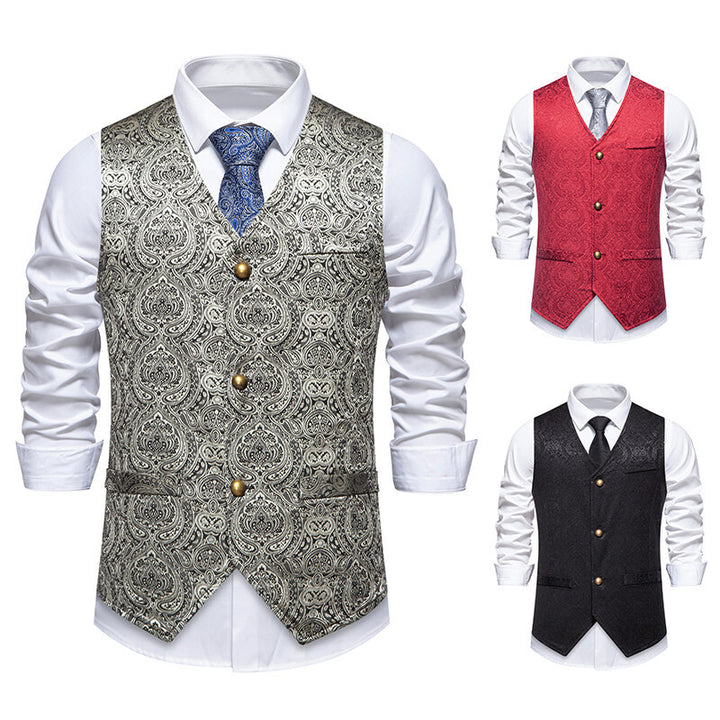 Herren elegante Anzugweste mit kunstvollem Muster und praktischen Taschen Aliams