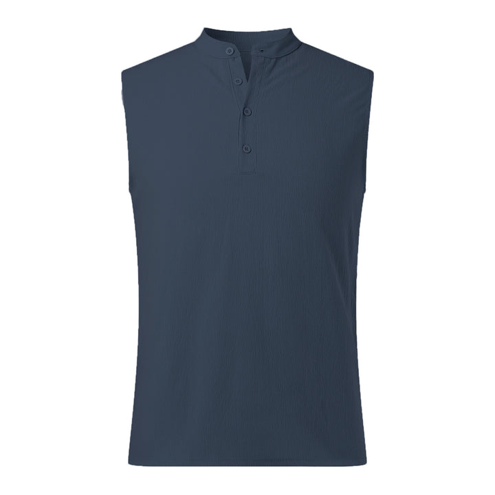 Herren Ärmelloses Henley-Shirt aus atmungsaktivem und leichtem Material Aliams