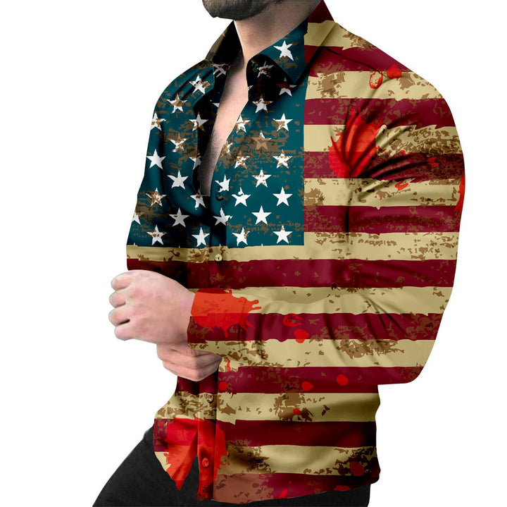 Herren Kreatives Langarmhemd mit auffälligem Tiermotiv Aliams