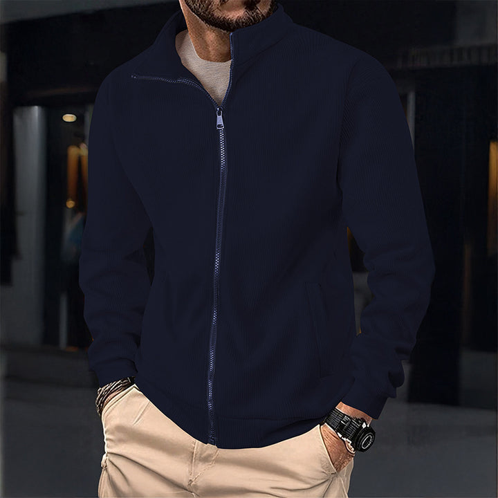 Herren Stylische Jacke mit Reißverschluss und hohem Kragen Aliams