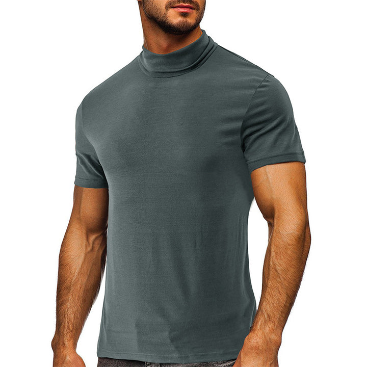 Herren Kurzarm-T-Shirt mit hohem Kragen und elastischem Material Aliams