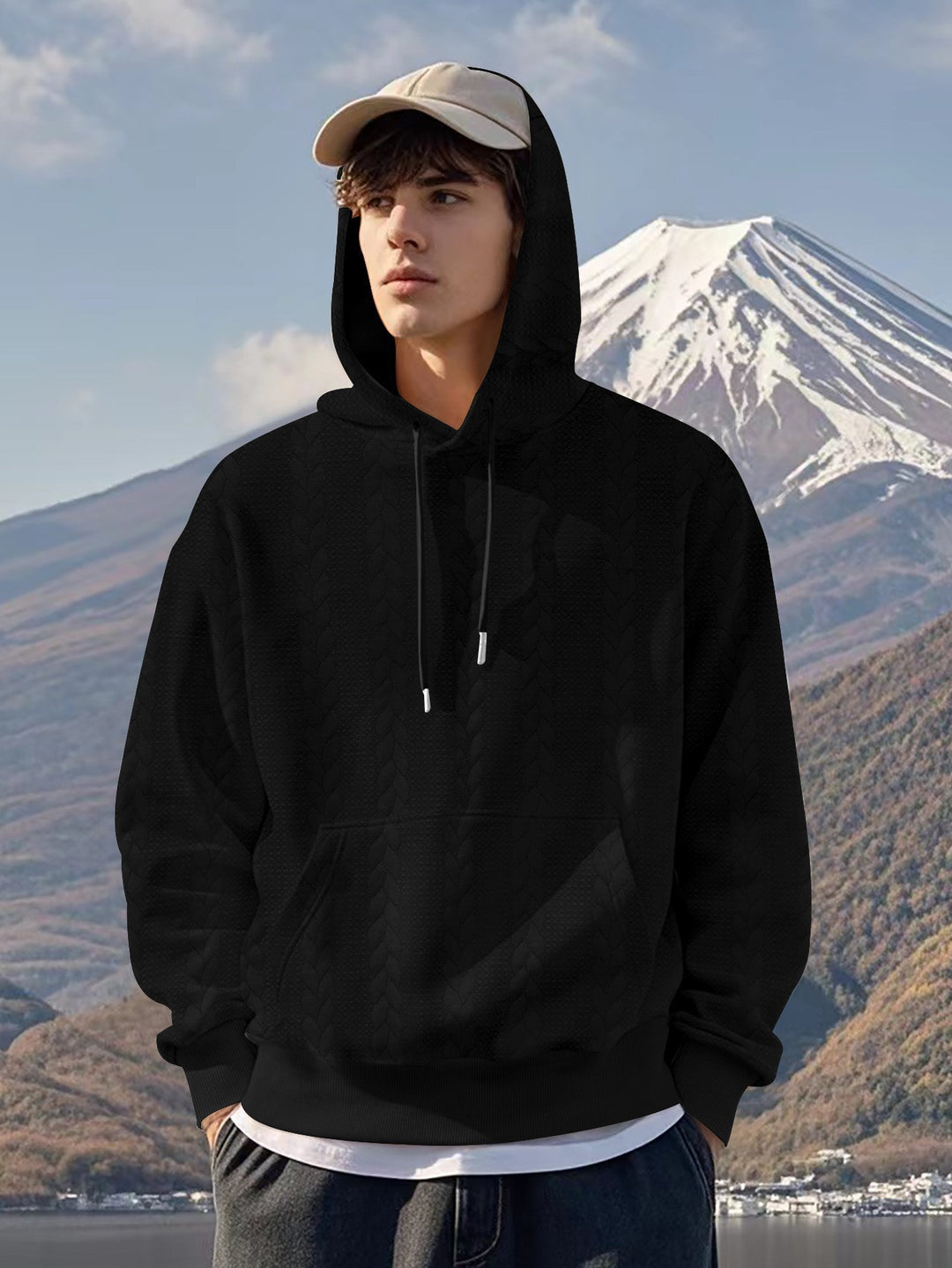 Herren Kapuzenpullover aus weichem Fleece mit strukturiertem Design Aliams