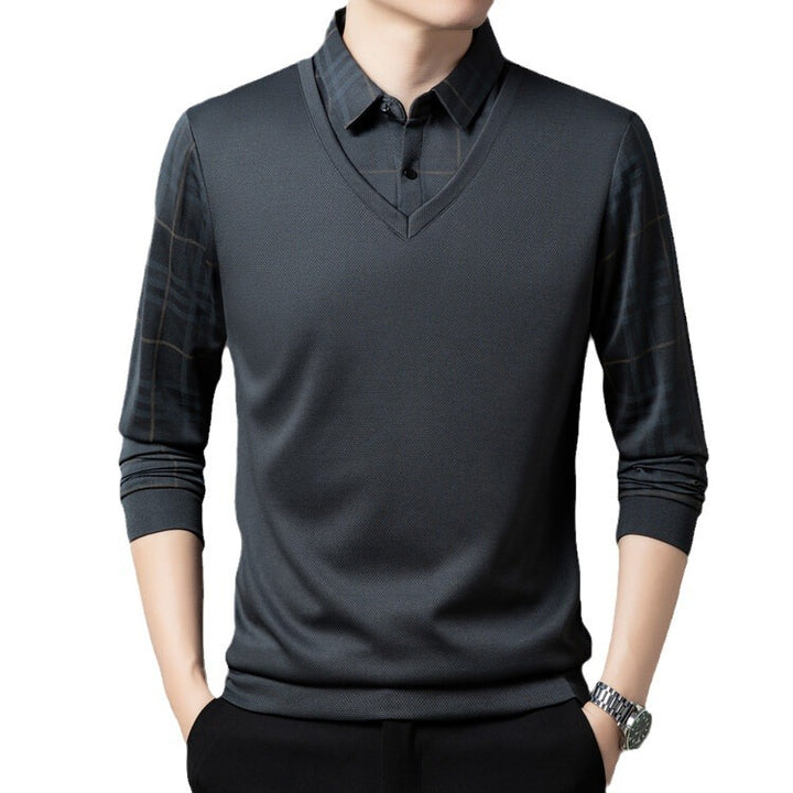 Herren eleganter V-Pullover mit strukturierten Ärmeln Aliams