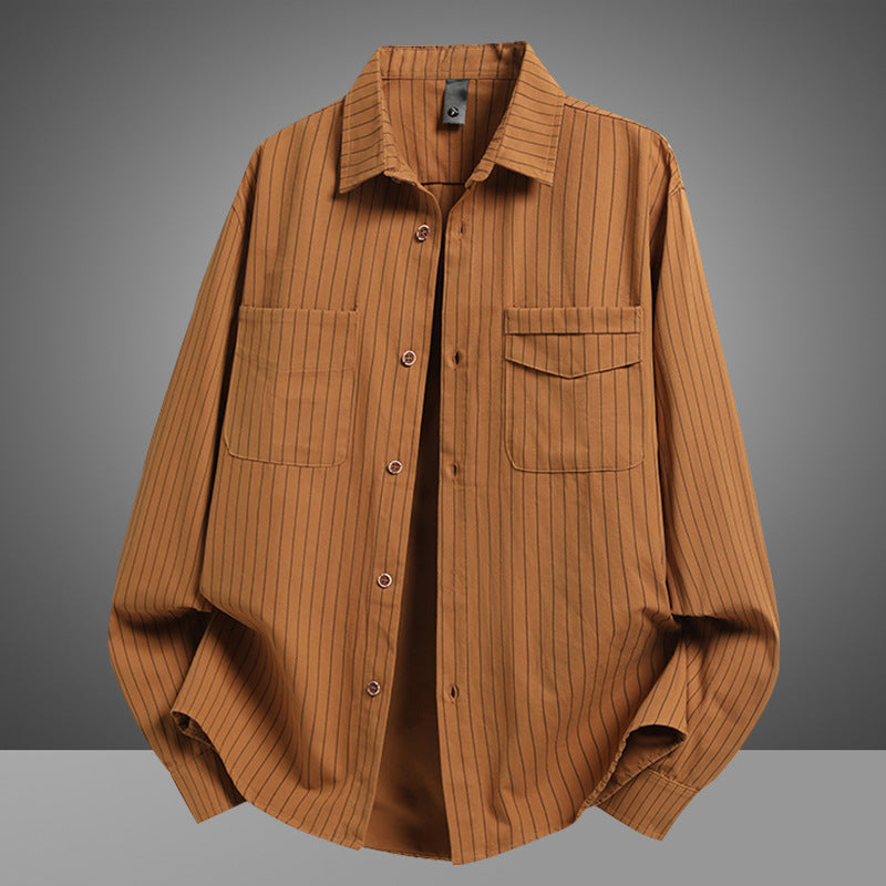 Herren Klassisches Streifenhemd mit praktischen Taschen Aliams