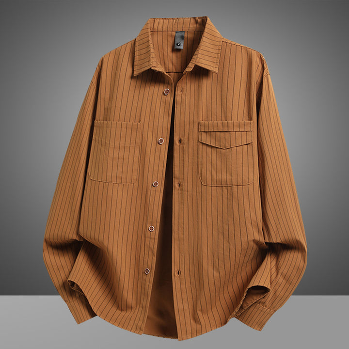 Herren Klassisches Streifenhemd mit praktischen Taschen Aliams