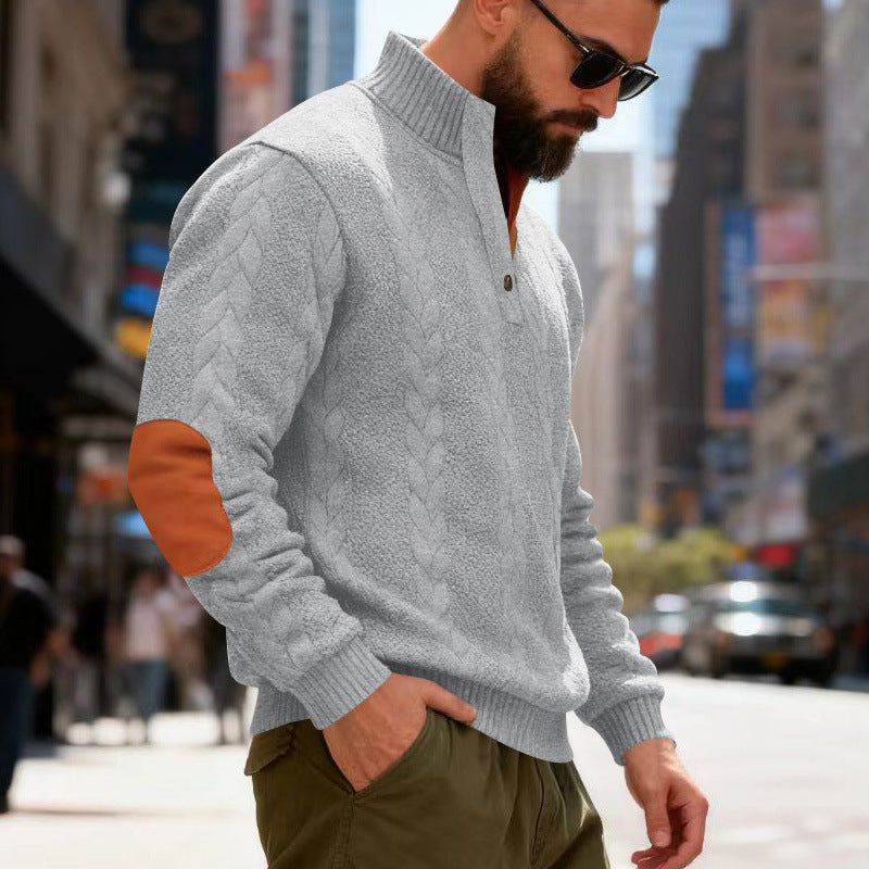 Herren gestrickter Pullover mit Kontrastdetails und modernem Knopfverschluss Aliams