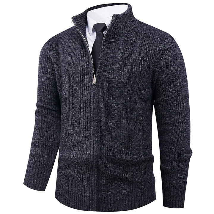 Herren Strickpullover mit Stehkragen und durchgehendem Reißverschluss Aliams