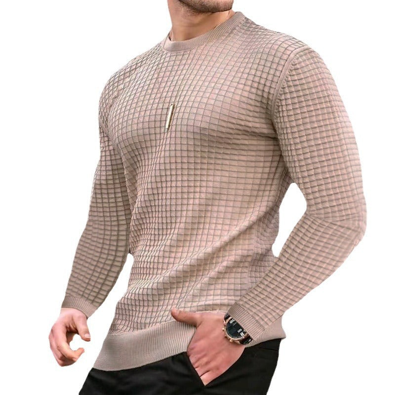 Herren strukturiertes Langarmshirt mit Rundhalsausschnitt Aliams