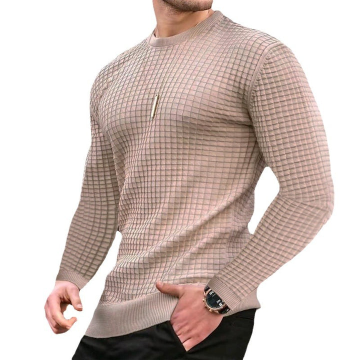 Herren strukturiertes Langarmshirt mit Rundhalsausschnitt Aliams