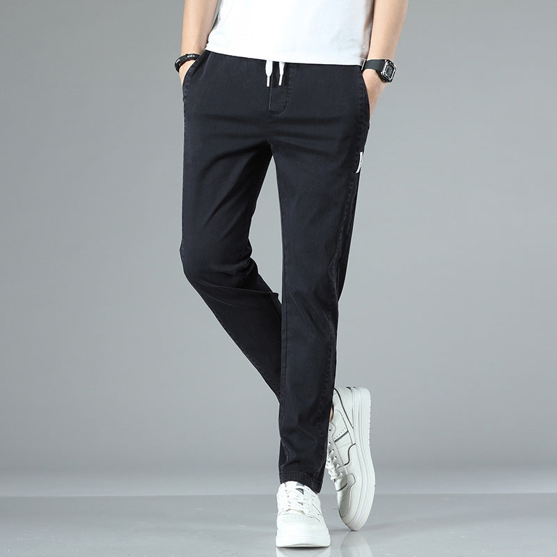 Herren bequeme Chinohose mit verstellbarem Bund und seitlichen Taschen Aliams