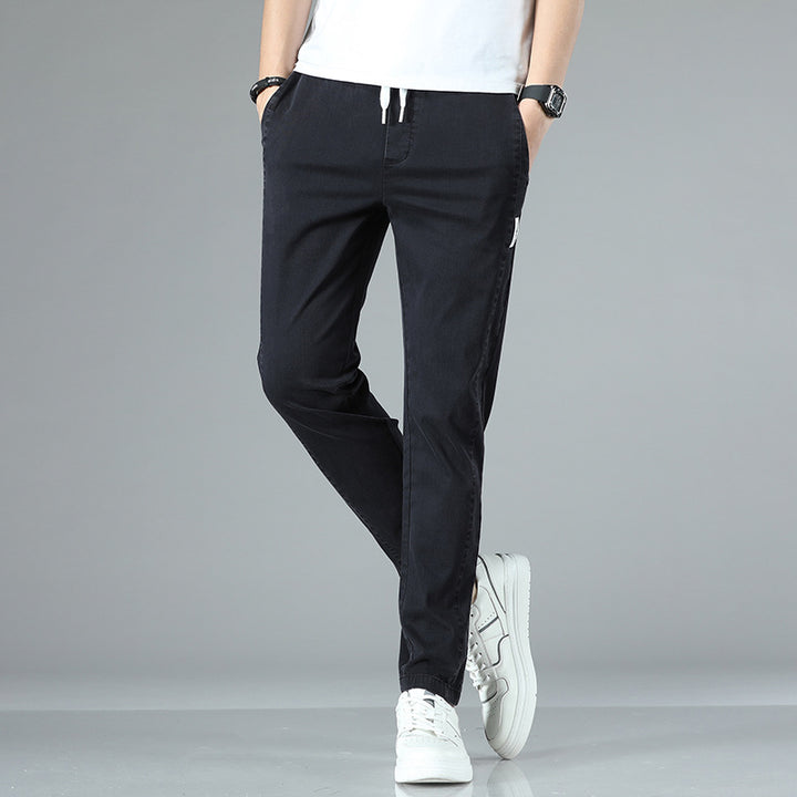 Herren bequeme Chinohose mit verstellbarem Bund und seitlichen Taschen Aliams