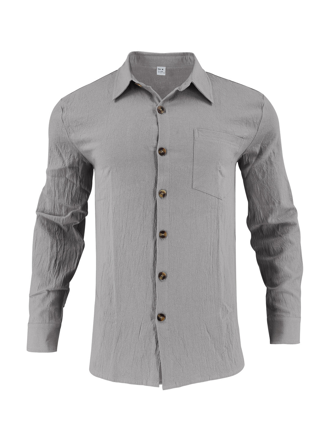 Herren elegantes Langarmhemd aus strukturierter Baumwolle mit praktischer Brusttasche Aliams