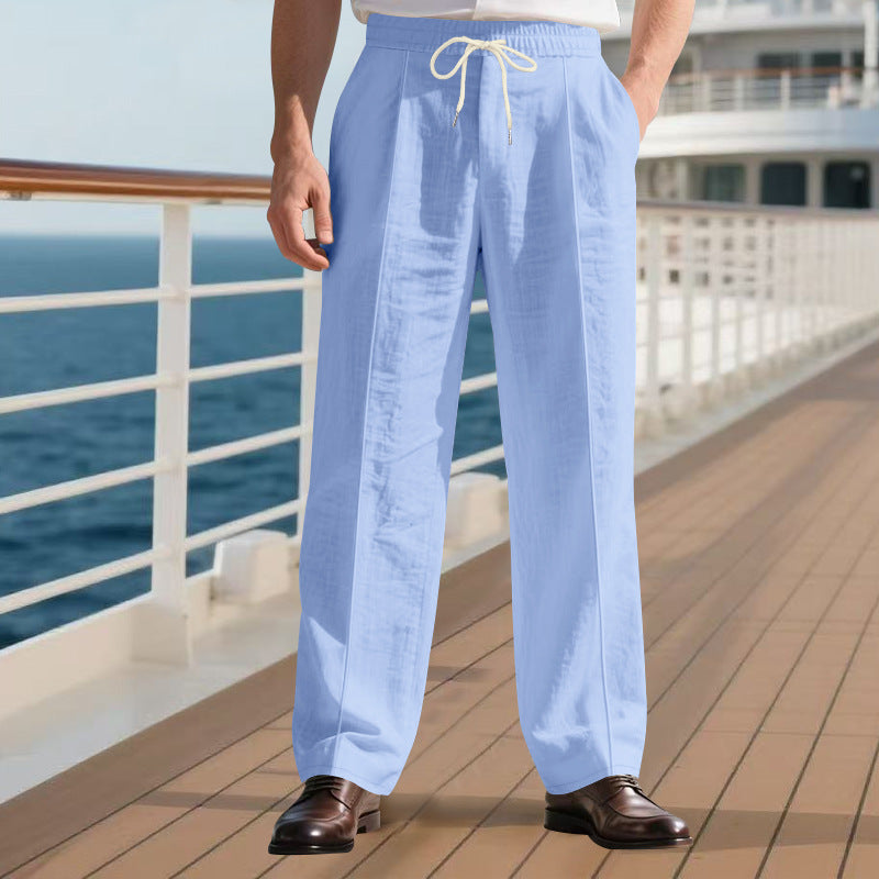 Herren elegante Freizeithose mit verstellbarem Kordelzug und atmungsaktiver Struktur Aliams