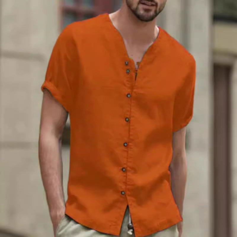 Herren Kurzarm-Hemd mit strukturierter Oberfläche und modernen Knöpfen Aliams