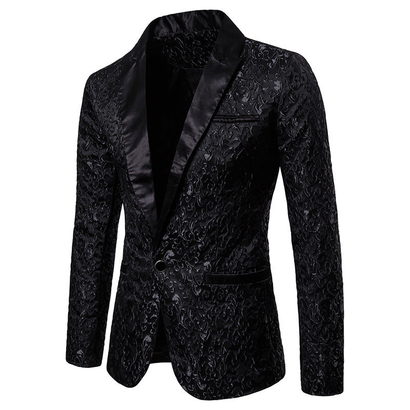 Herren Eleganter Samt-Blazer mit floralem Muster Aliams