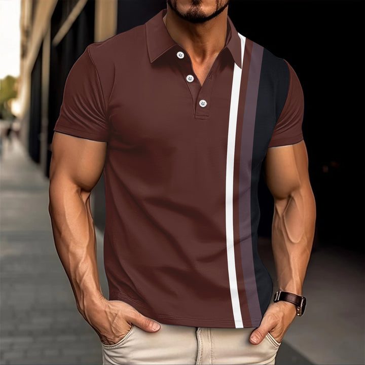 Herren Polohemd mit modernem geometrischem Design und schickem Kontrast Aliams