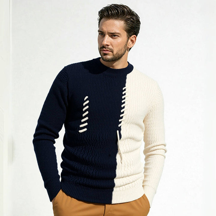 Herren Strickpullover mit modernem Struktur-Design und kontrastierenden Mustern Aliams