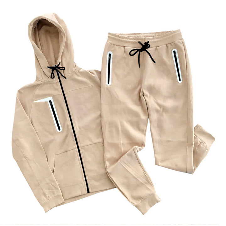 Herren sportliches Hoodie- und Jogginganzug-Set mit funktionalen Taschen Aliams