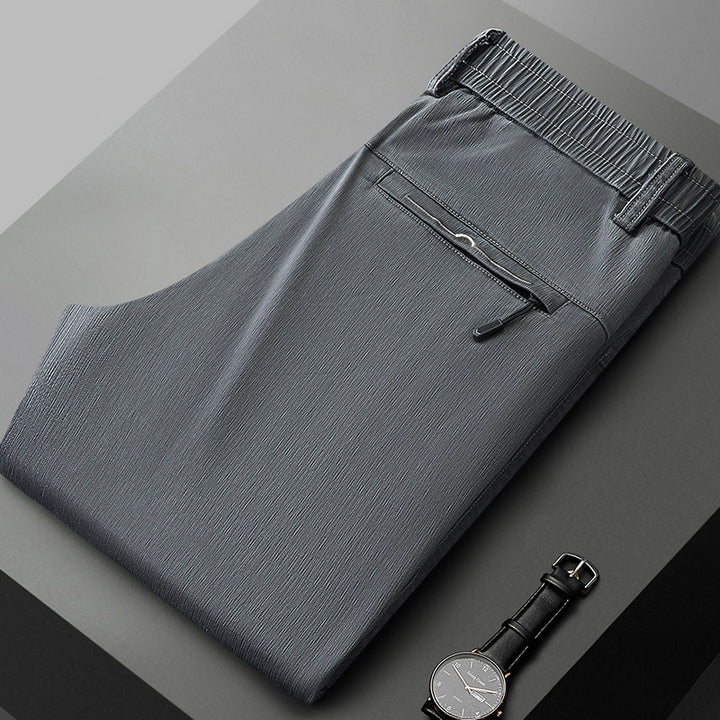 Herren bequeme Stretch-Hose mit elastischem Bund und seitlichen Reißverschlusstaschen Aliams