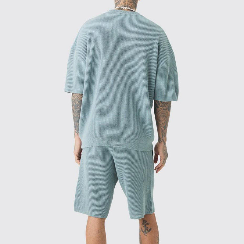 Herren Kurzarm T-Shirt im Rippstrickdesign Aliams