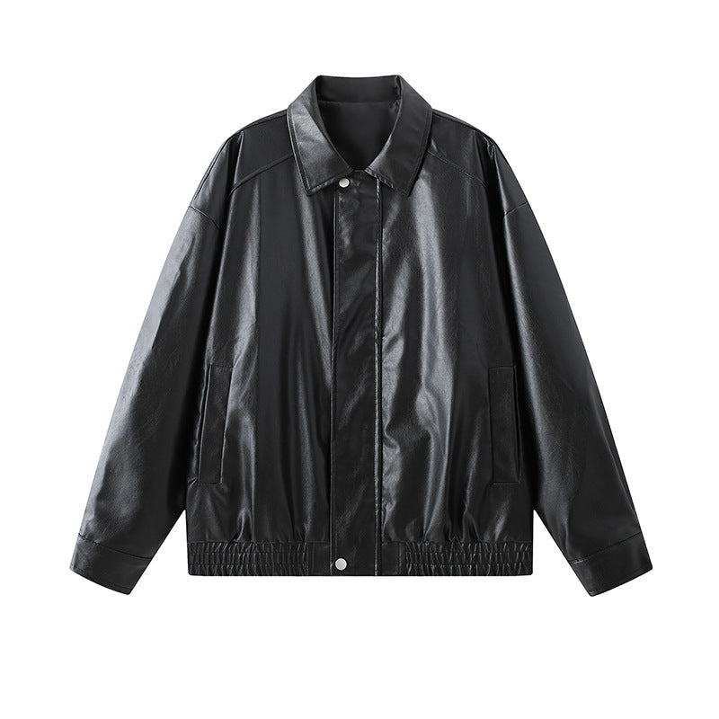 Herren elegante Kunstlederjacke mit elastischem Bund Aliams