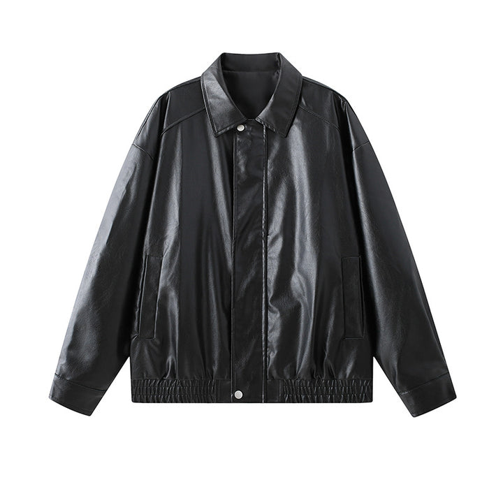 Herren elegante Kunstlederjacke mit elastischem Bund Aliams