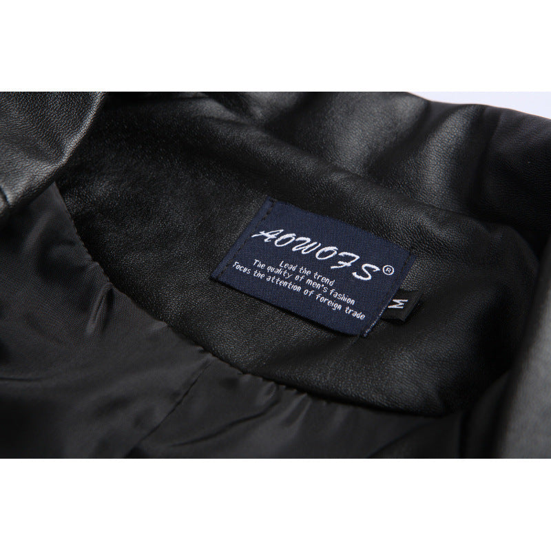 Herren Biker-Lederjacke mit asymmetrischem Reißverschluss und funktionalen Taschen Aliams