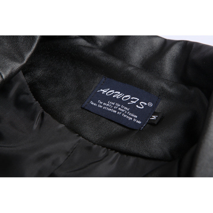 Herren Biker-Lederjacke mit asymmetrischem Reißverschluss und funktionalen Taschen Aliams