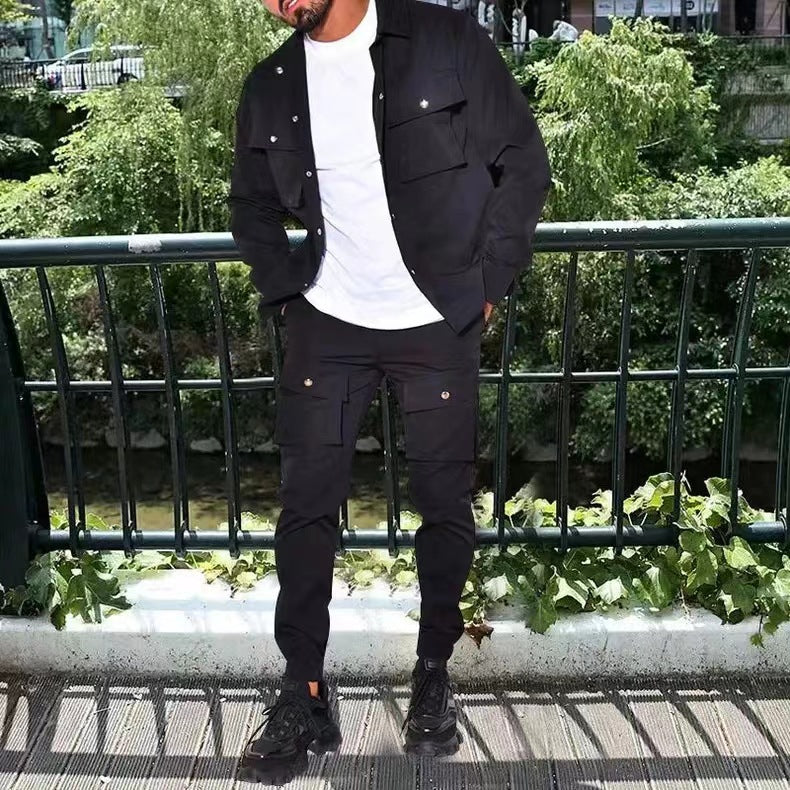 Herren bequeme Cargo-Hose und Jacke Set Aliams