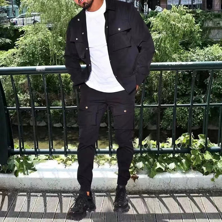 Herren bequeme Cargo-Hose und Jacke Set Aliams