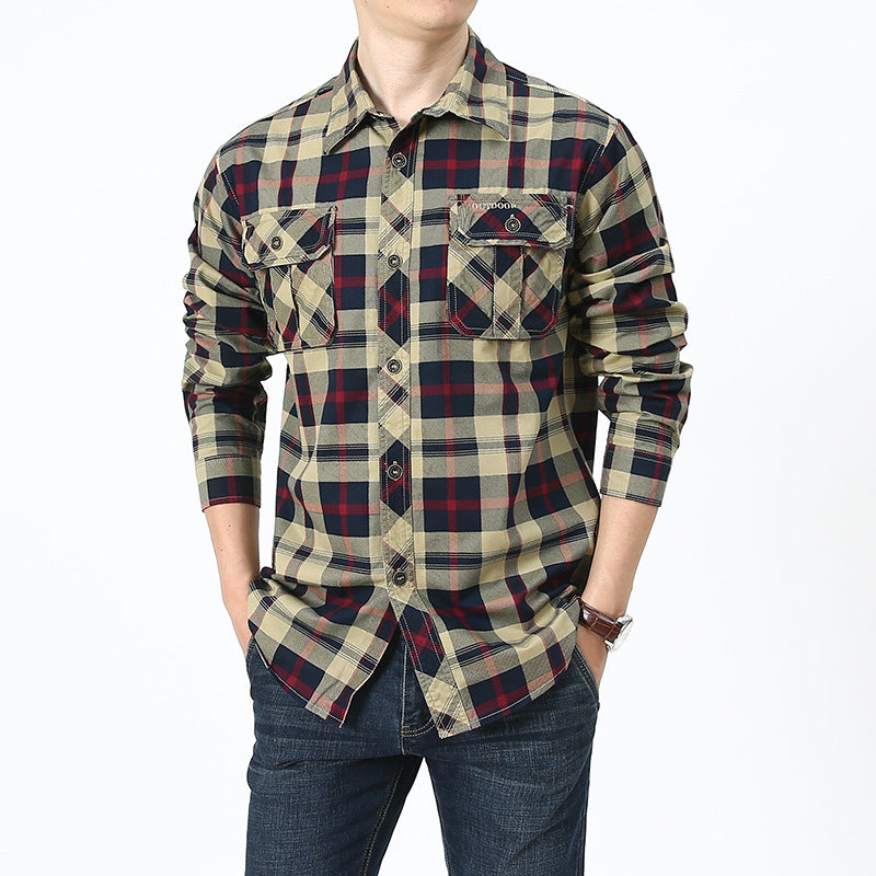 Herren kariertes Hemd mit praktischen Brusttaschen Aliams