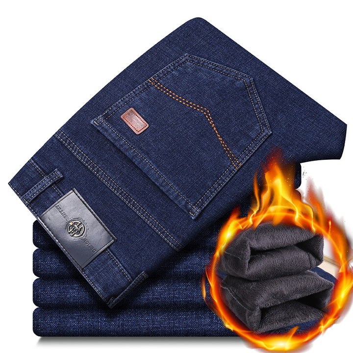 Herren warme gefütterte Jeanshose mit klassischem Schnitt Aliams