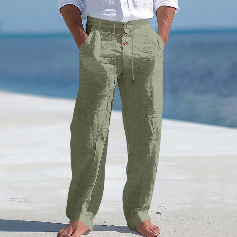 Herren bequeme Strandhose mit elastischem Bund und Knopfverschluss Aliams