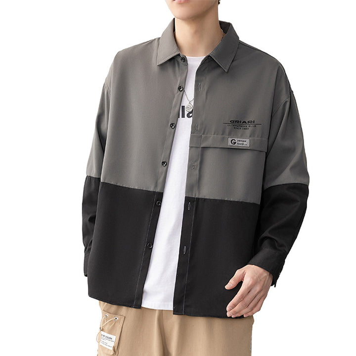 Herren Gestreiftes Langarmhemd mit Taschen Aliams