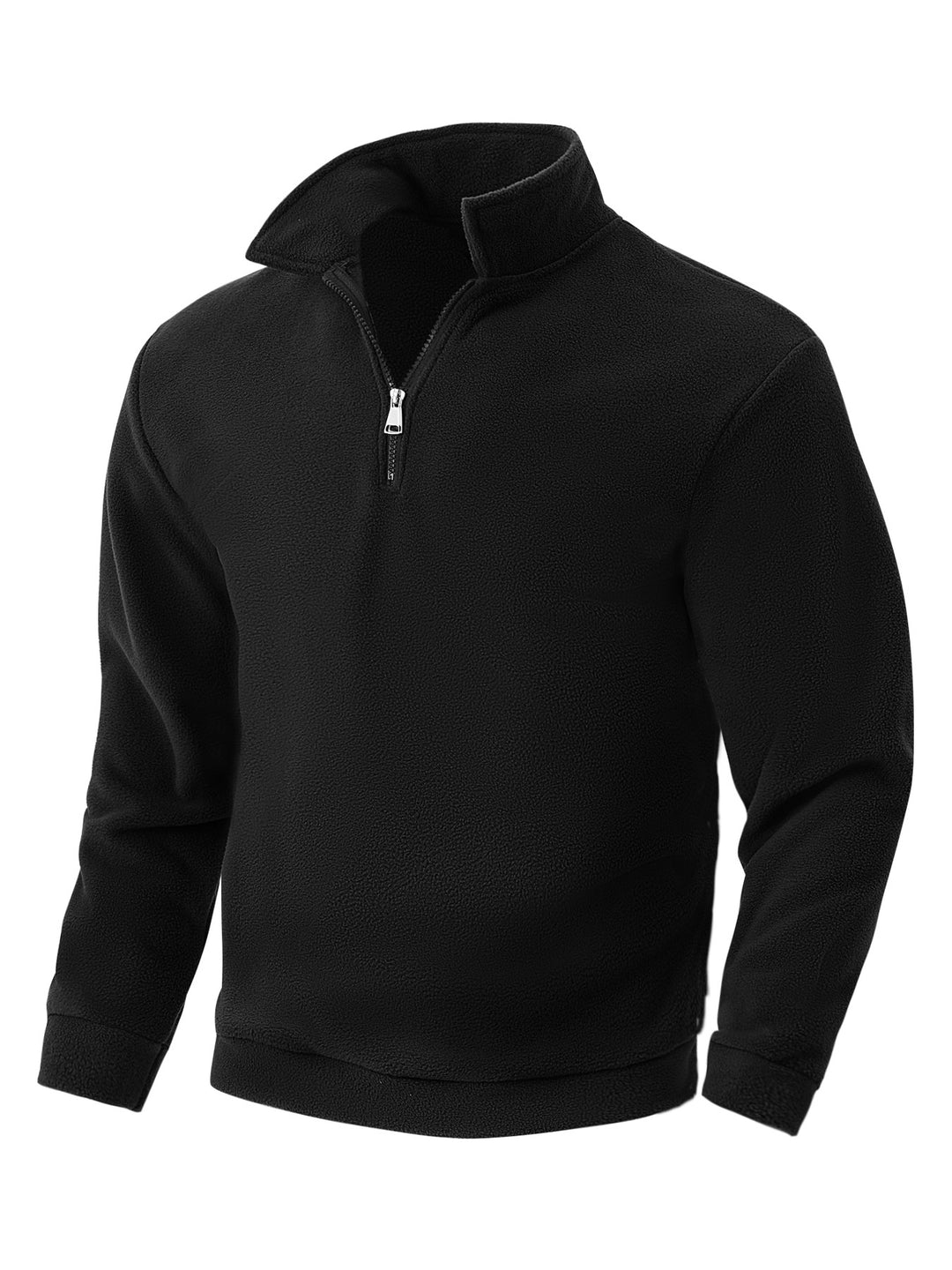Herren Fleece-Pullover mit halbem Reißverschluss und hohem Kragen Aliams