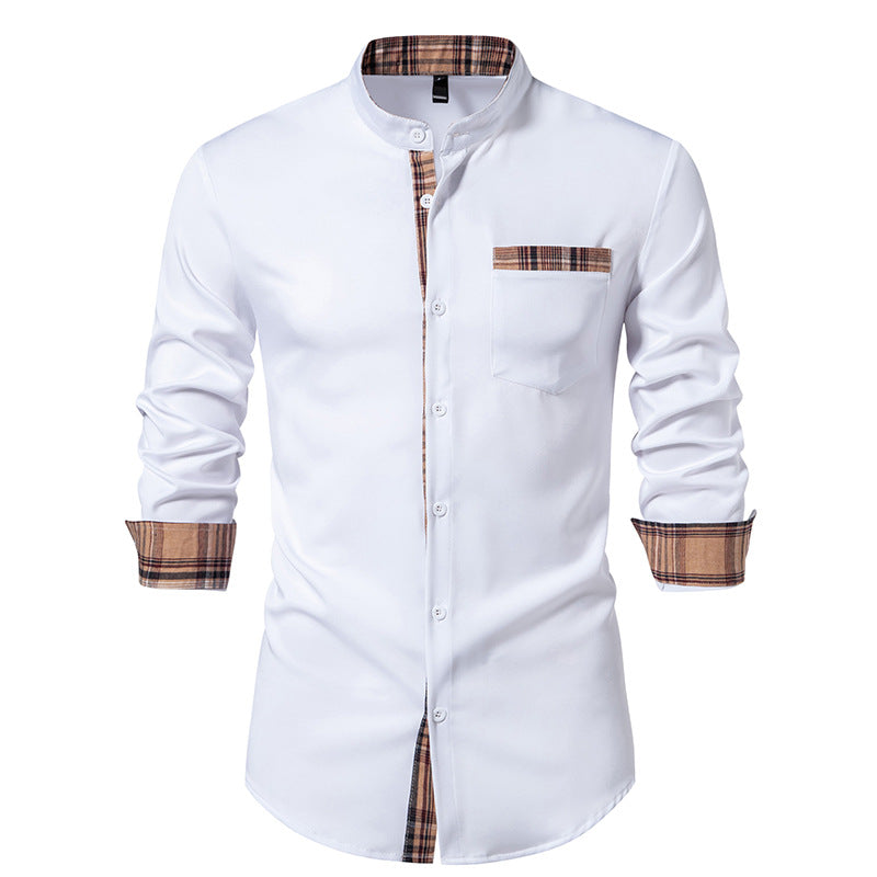 Herren elegantes Langarmhemd mit karierten Akzenten Aliams