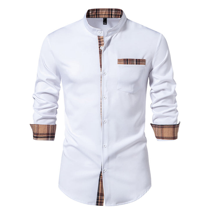 Herren elegantes Langarmhemd mit karierten Akzenten Aliams