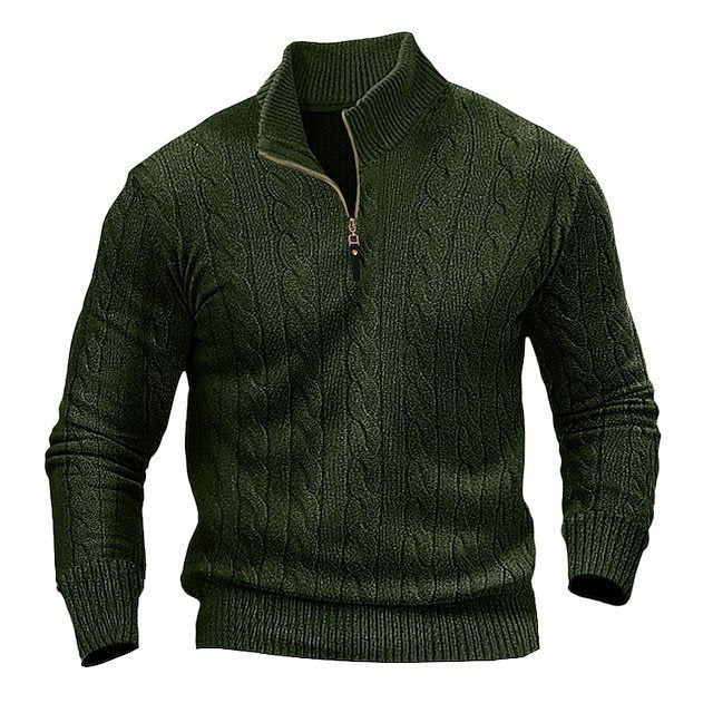 Herren Strickpullover mit Stehkragen und Reißverschluss Aliams