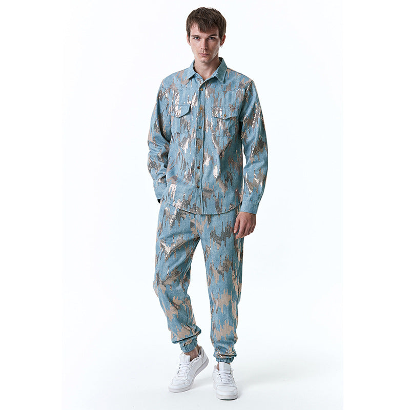 Herren Designer-Jogginganzug mit glitzerndem Muster Aliams
